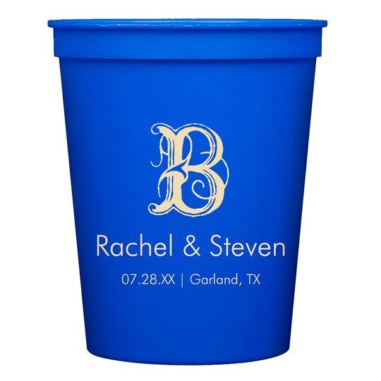 Pick Your Single Initial with Text Stadium Cups